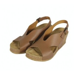 BioNatura Easy Slingback Wedge Sandals Brown Leather Womens 40 9 Excellent